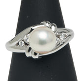 ポーラ Pt900 プラチナ アコヤパール8.3mm ダイヤ0.09ct リング 指輪 レディース POLA 15号 【中古】